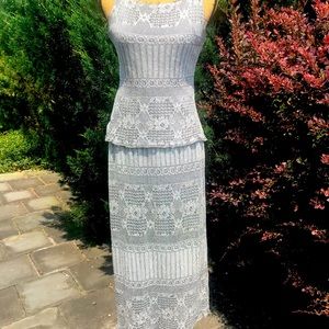 Superstition Silver Crochet Lace Top & Skirt